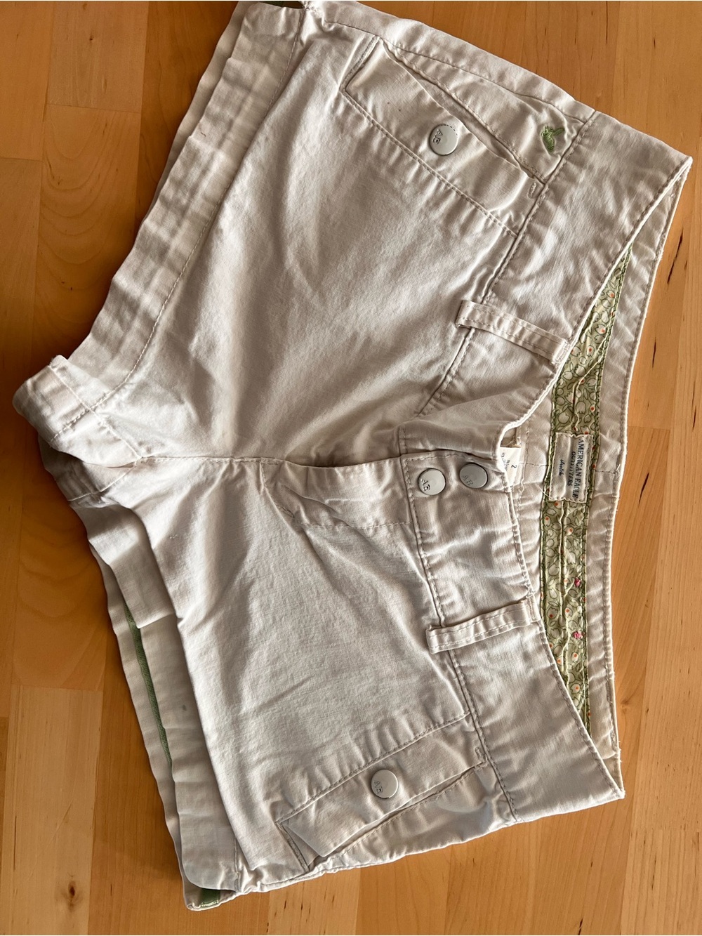 American Eagle Outfitters White Cotton Bermuda Shorts